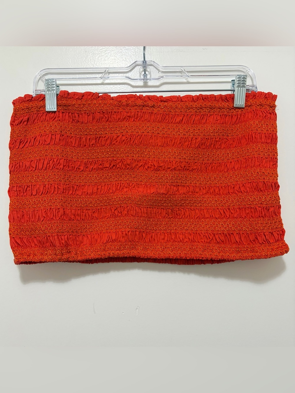 Anthropologie‎ Celandine Strapless Smocked Top in Aura Red XL NWT - Picture 5 of 6